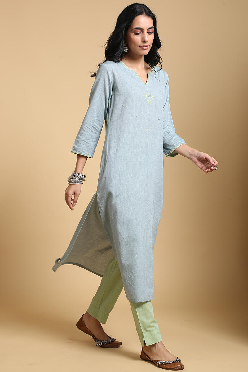 Roza Gauhar Sage Green Kurta