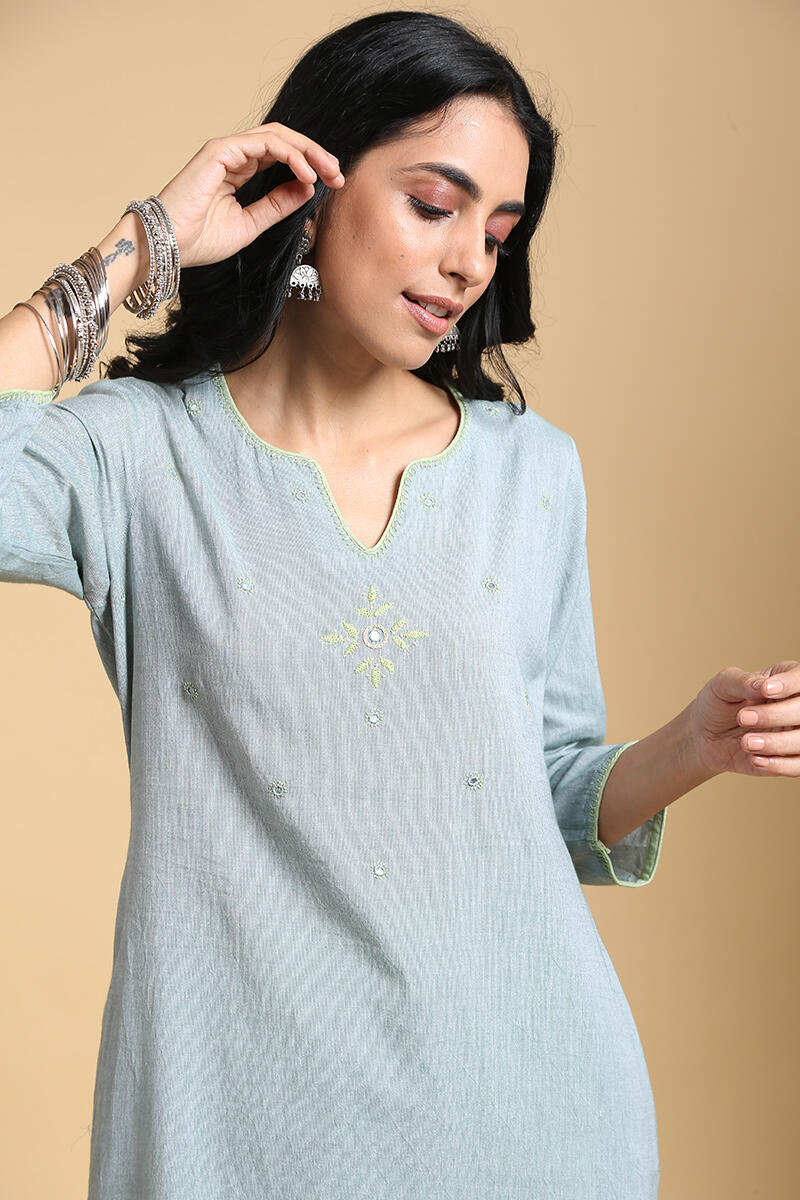 Roza Gauhar Sage Green Kurta