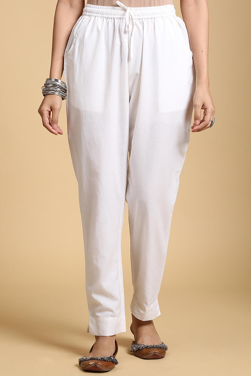 Roza Gauhar White Cigarette Pants