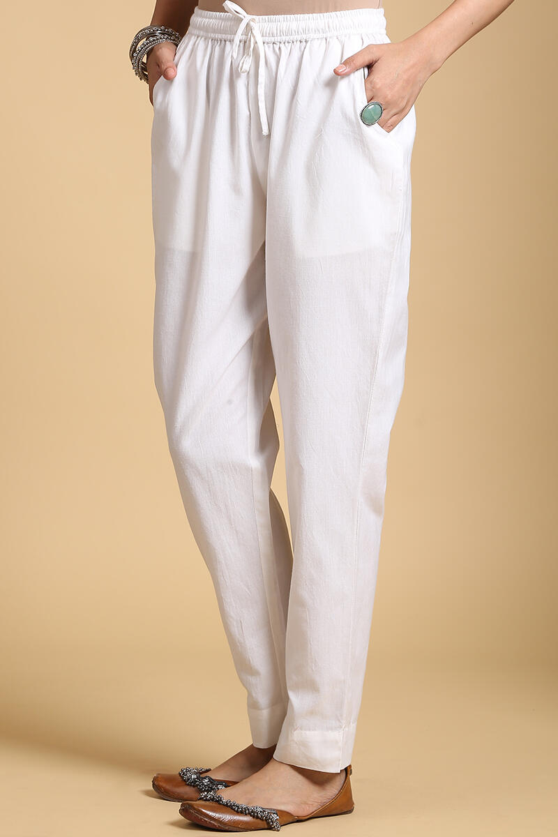 Roza Gauhar White Cigarette Pants