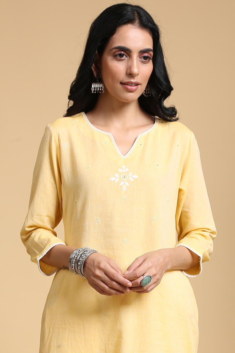 Roza Gauhar Yellow Kurta
