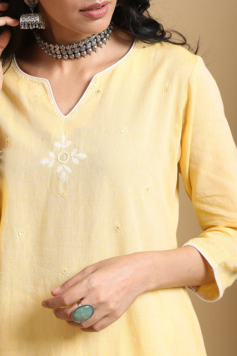 Roza Gauhar Yellow Kurta
