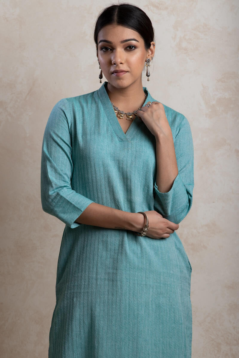 Roza Handloom Turquoise Kurta