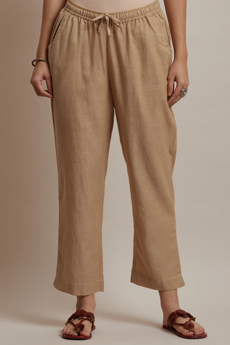 Roza Jiya Beige Handloom Pants