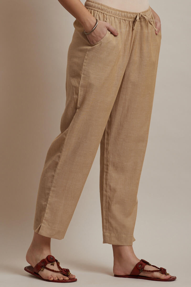 Roza Jiya Beige Handloom Pants