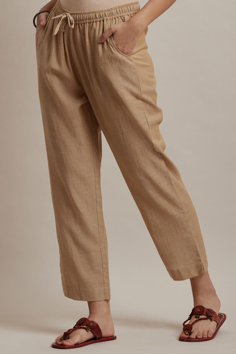 Roza Jiya Beige Handloom Pants