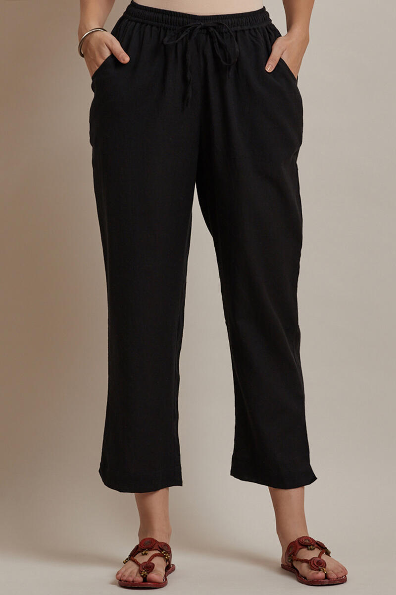 Roza Jiya Black Handloom Pants