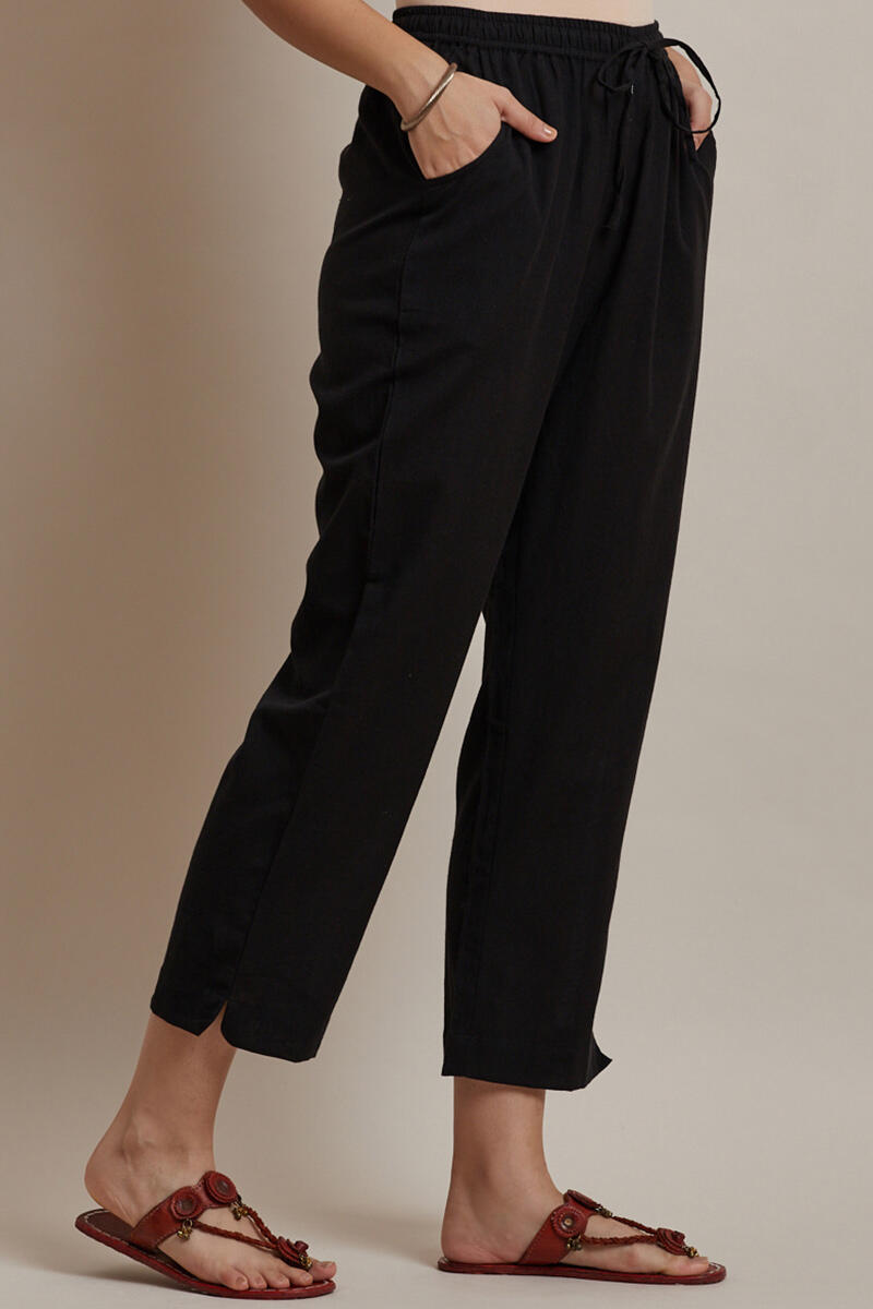 Roza Jiya Black Handloom Pants