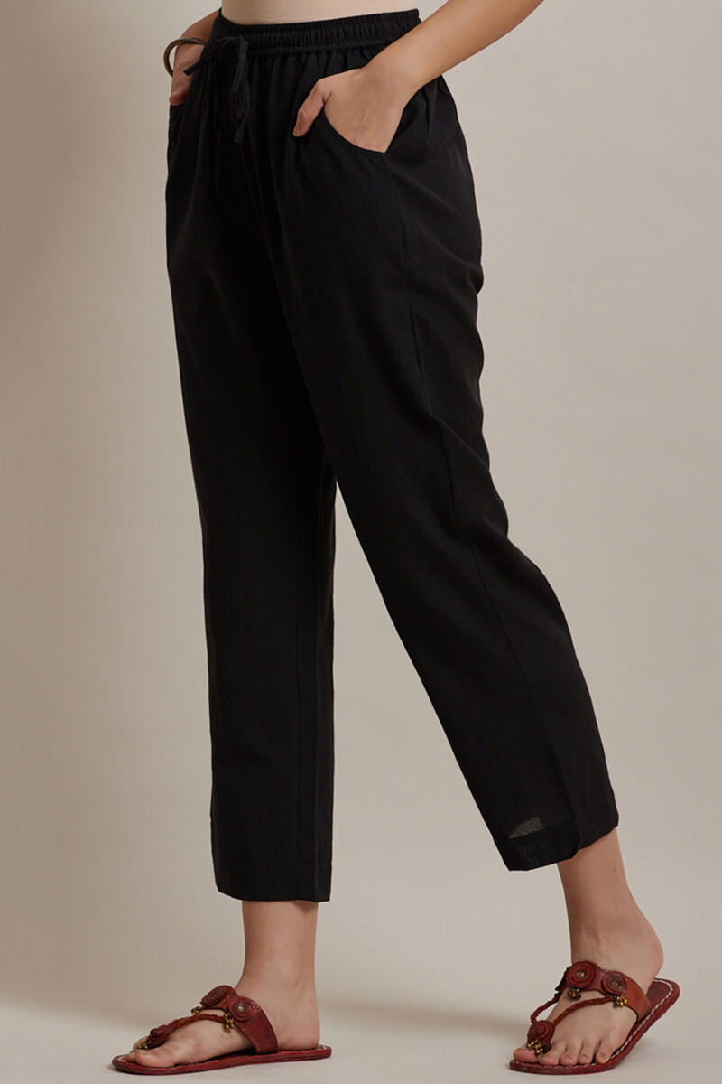 Roza Jiya Black Handloom Pants