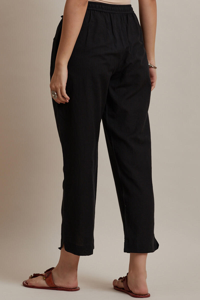 Roza Jiya Black Handloom Pants