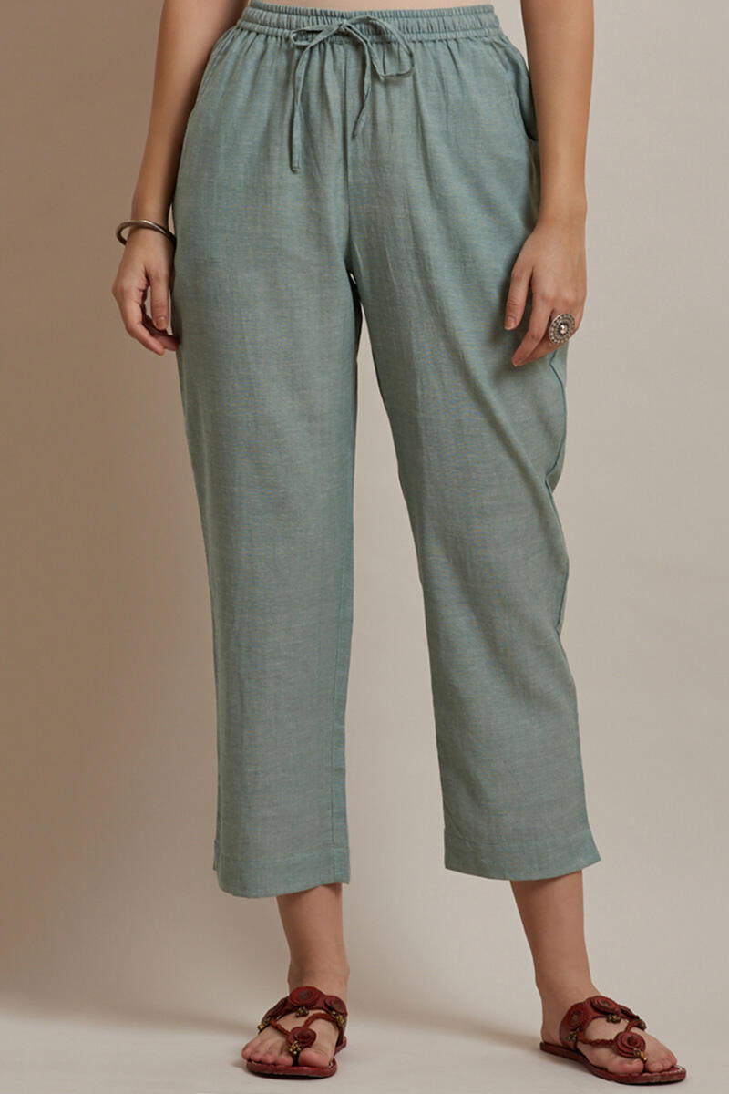 Roza Jiya Green Handloom Pants