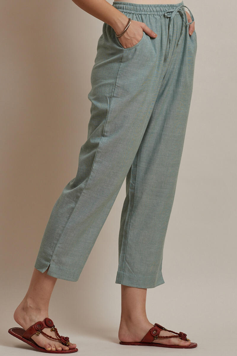 Roza Jiya Green Handloom Pants
