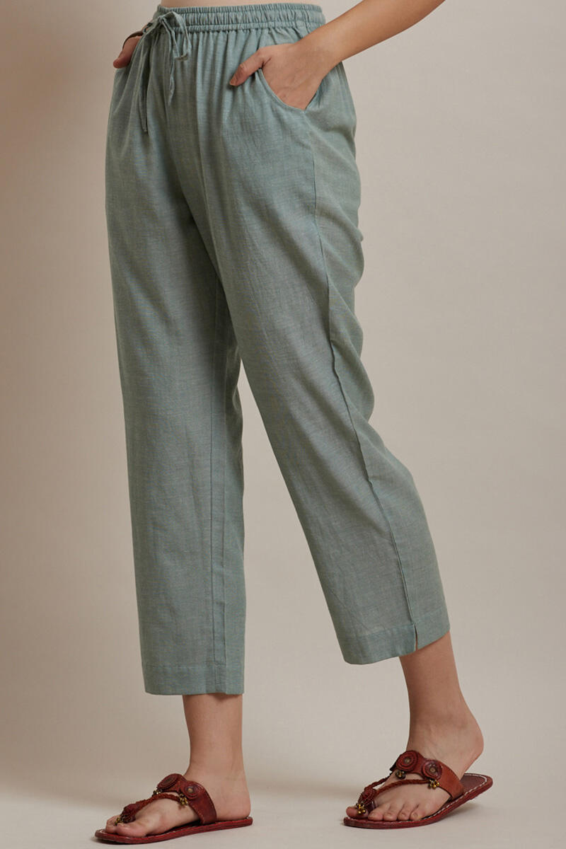 Roza Jiya Green Handloom Pants