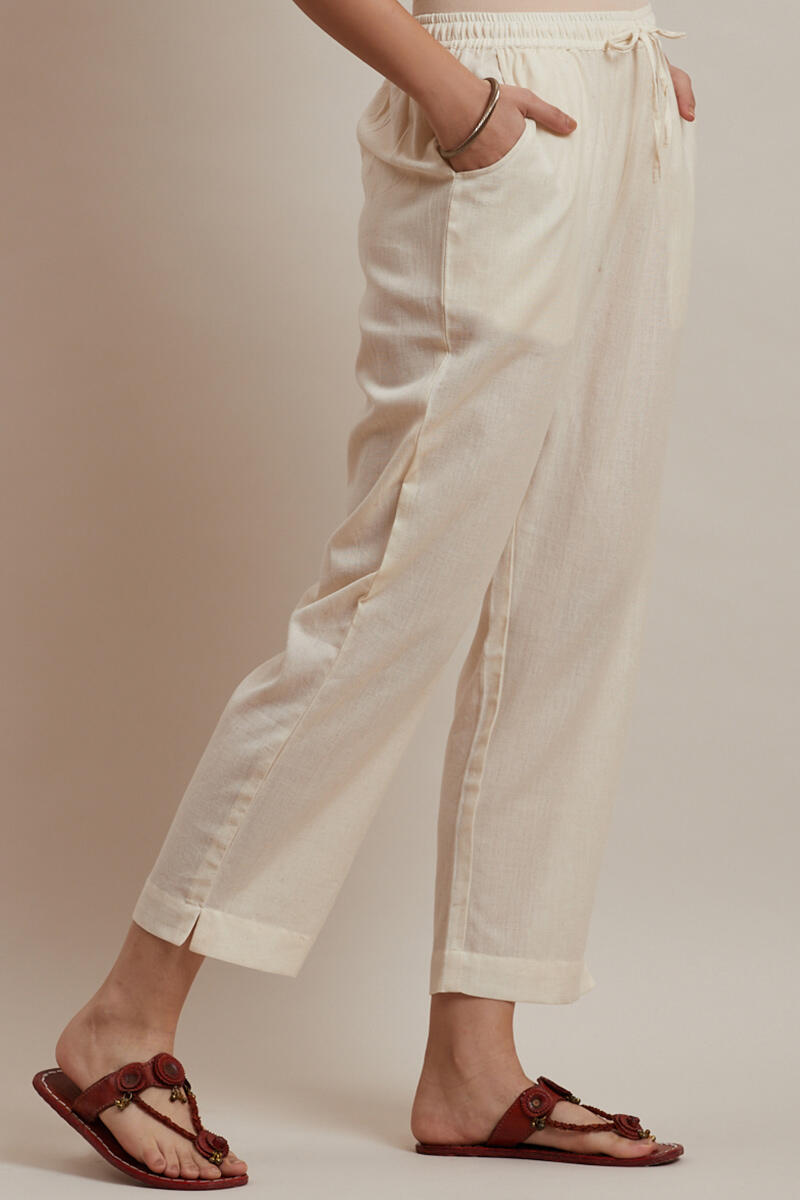 Roza Jiya Off-White Handloom Pants