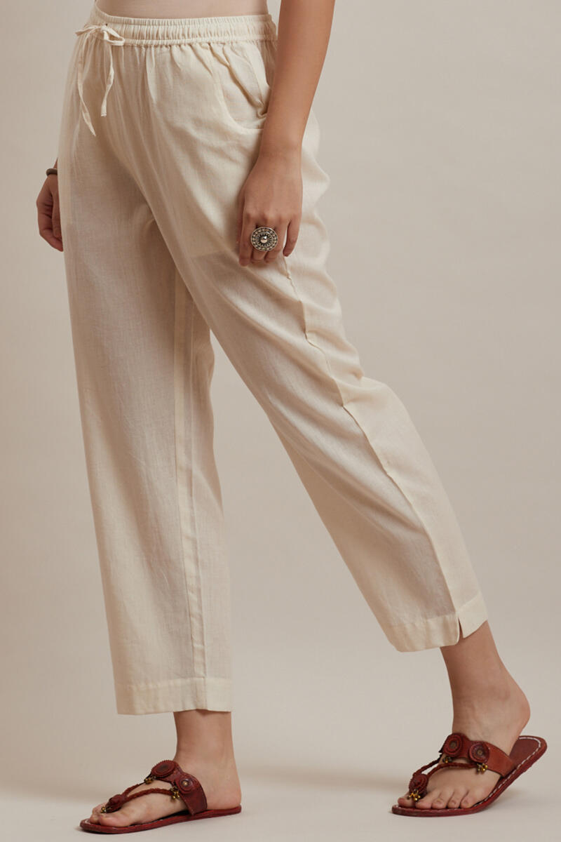 Roza Jiya Off-White Handloom Pants
