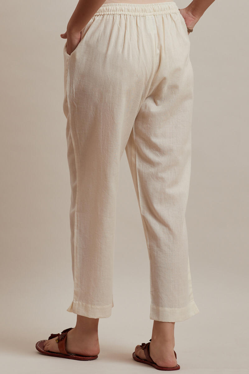 Roza Jiya Off-White Handloom Pants