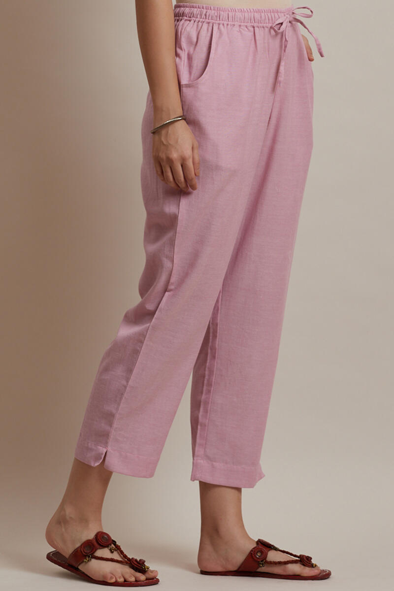Roza Jiya Pink Handloom Pants