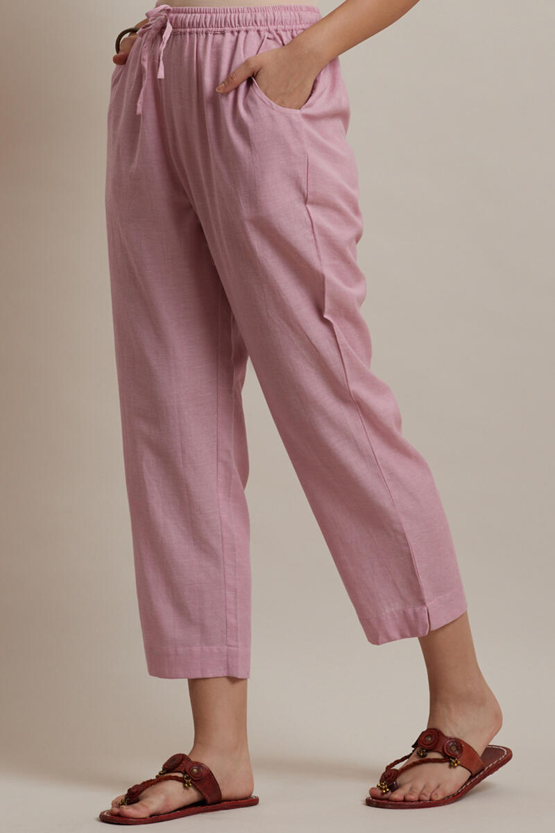 Roza Jiya Pink Handloom Pants