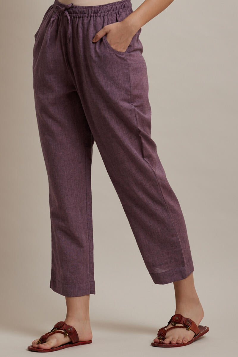 Roza Jiya Purple Handloom Pants