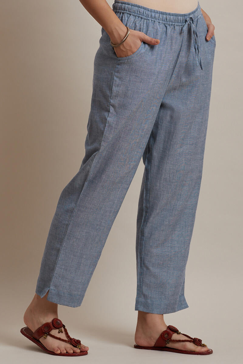 Roza Jiya Slate Grey Handloom Pants