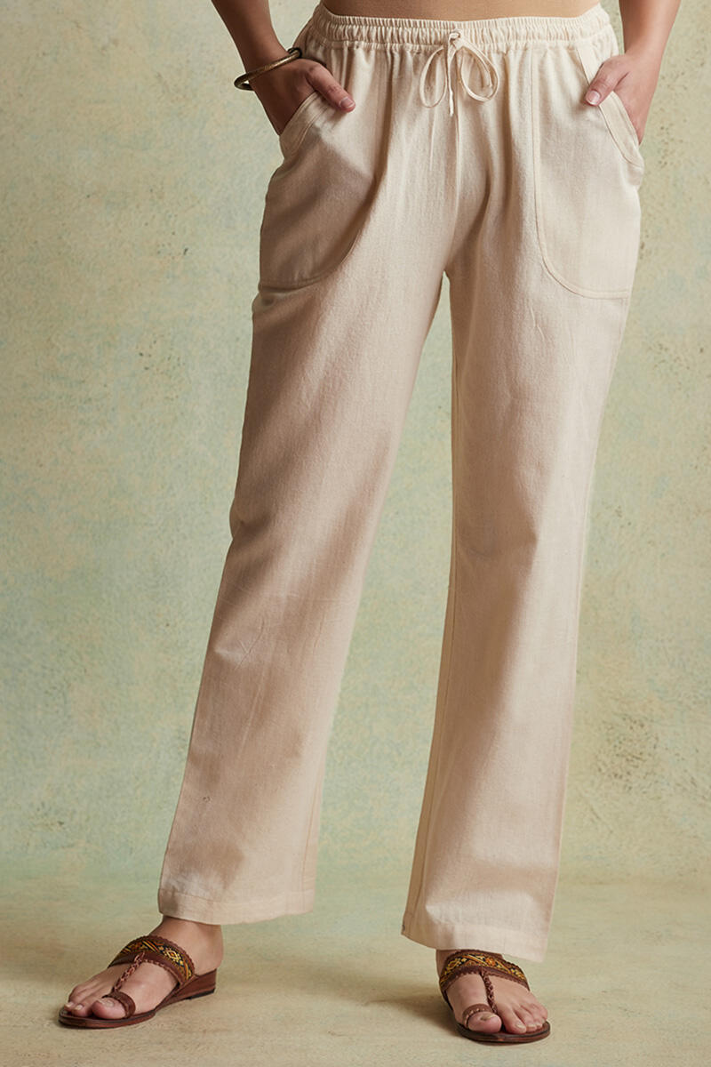 Roza Nihad Beige Handloom Pants