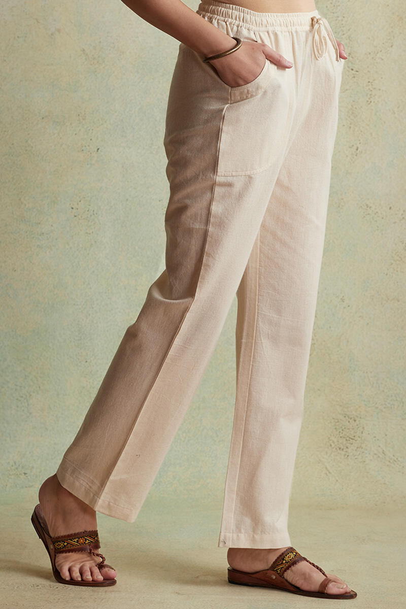 Roza Nihad Beige Handloom Pants