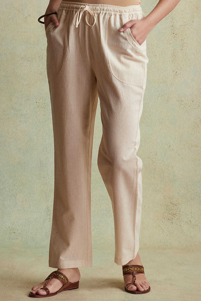 Roza Nihad Beige Handloom Pants