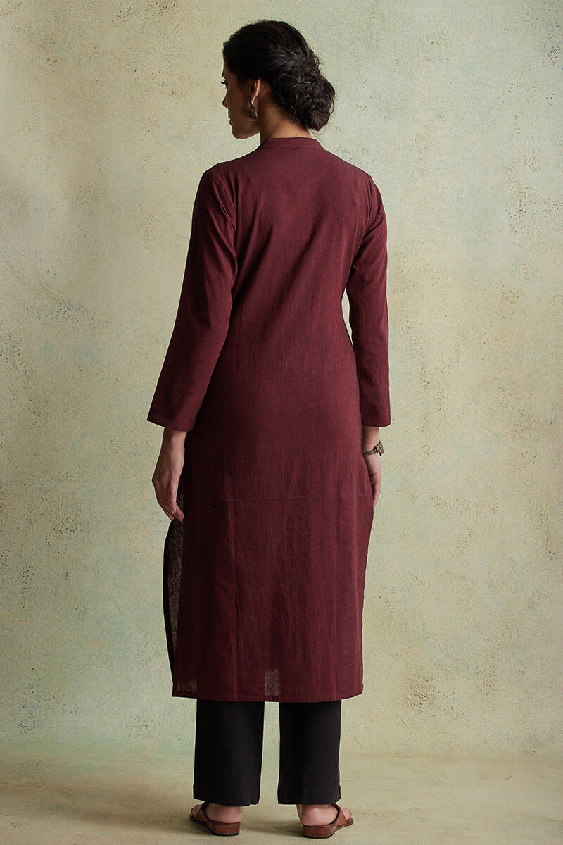 Roza Nihad Maroon Handloom Kurta
