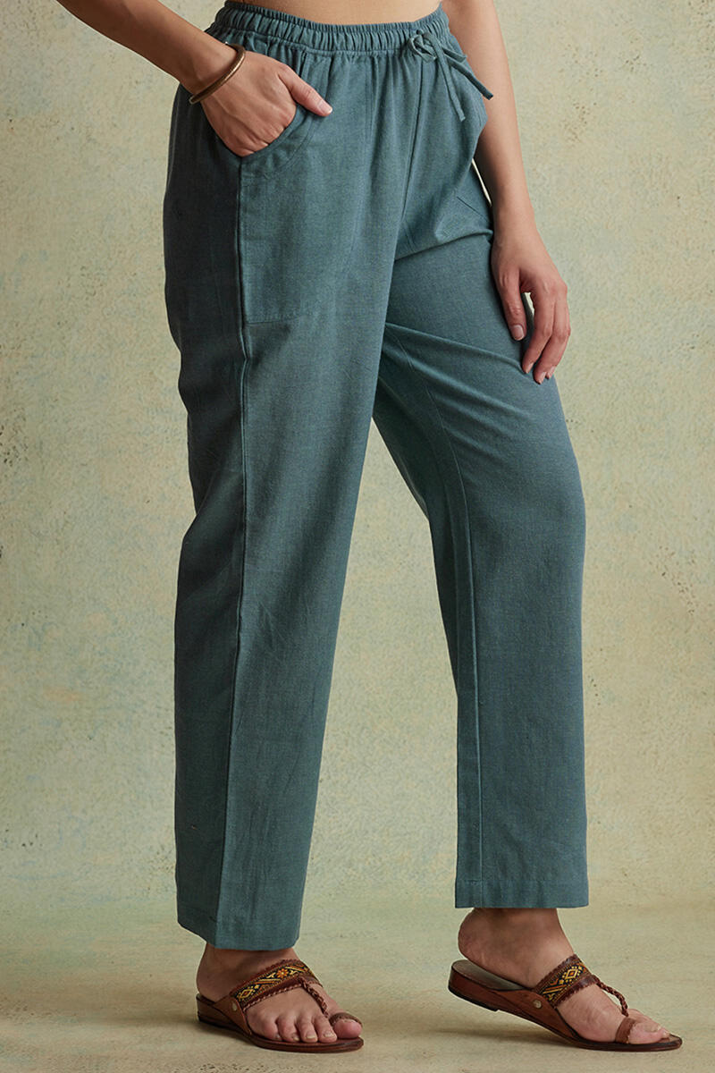 Roza Nihad Slate Blue Handloom Pants