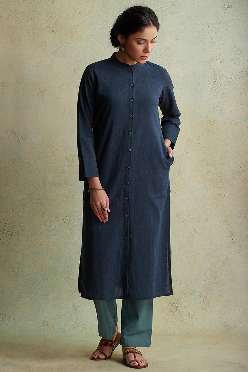 Roza Nihad Slate Blue Handloom Pants