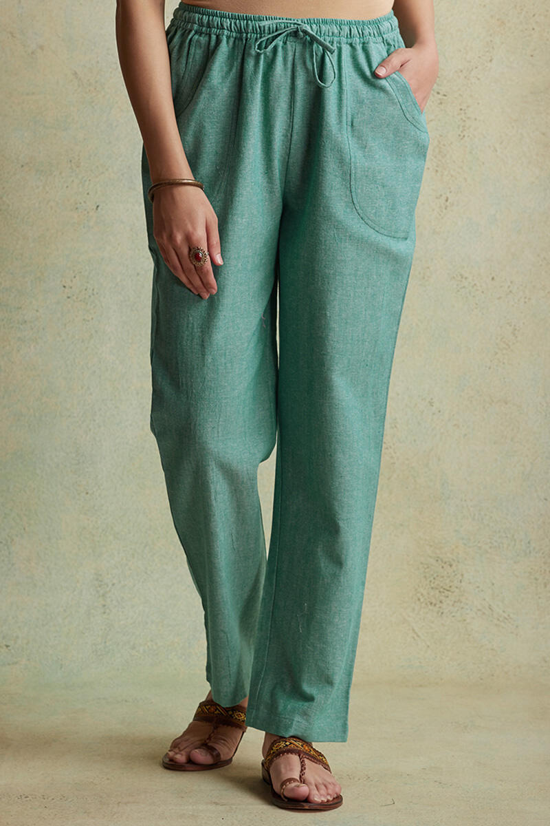 Roza Nihad Turquoise Handloom Pants