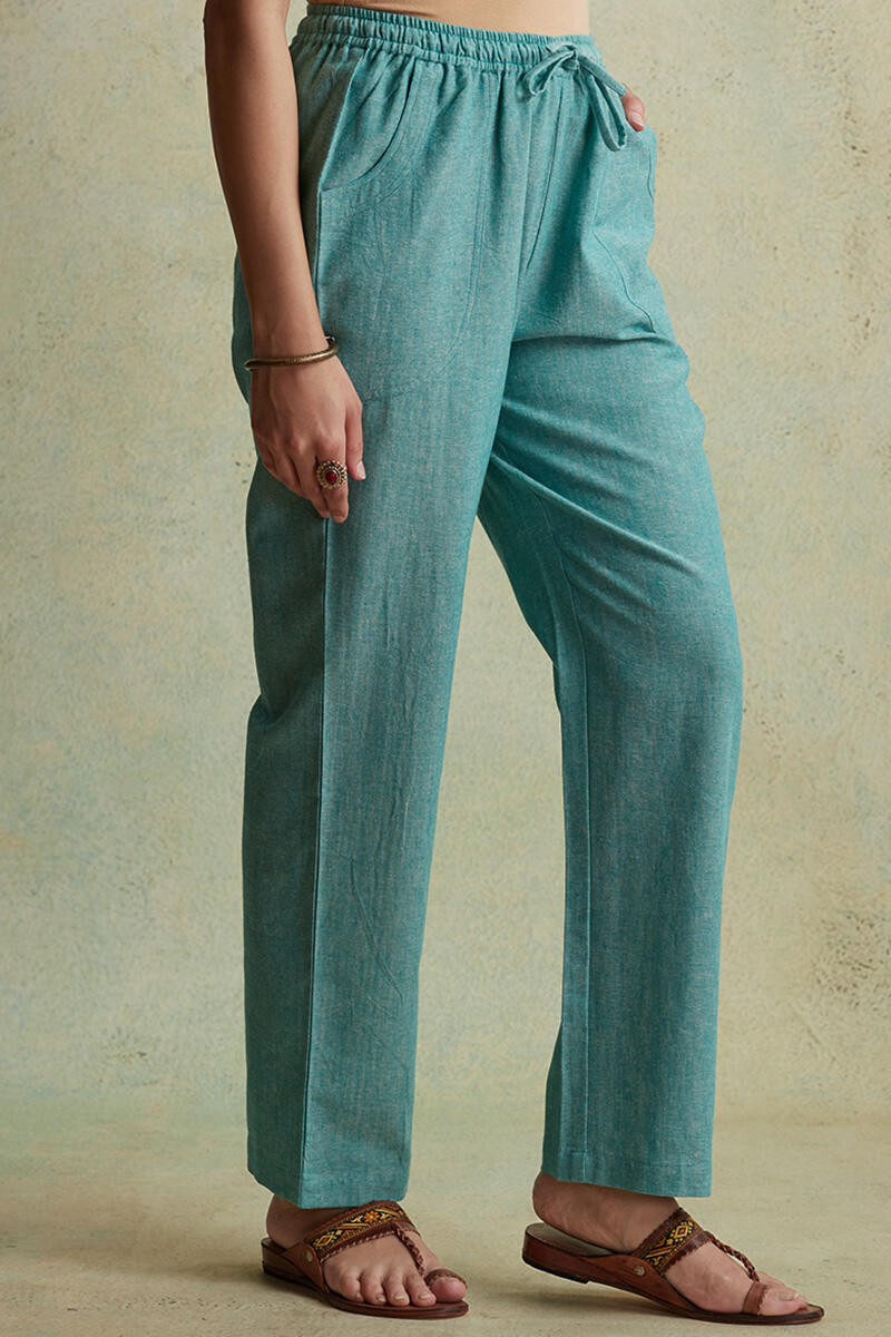 Roza Nihad Turquoise Handloom Pants