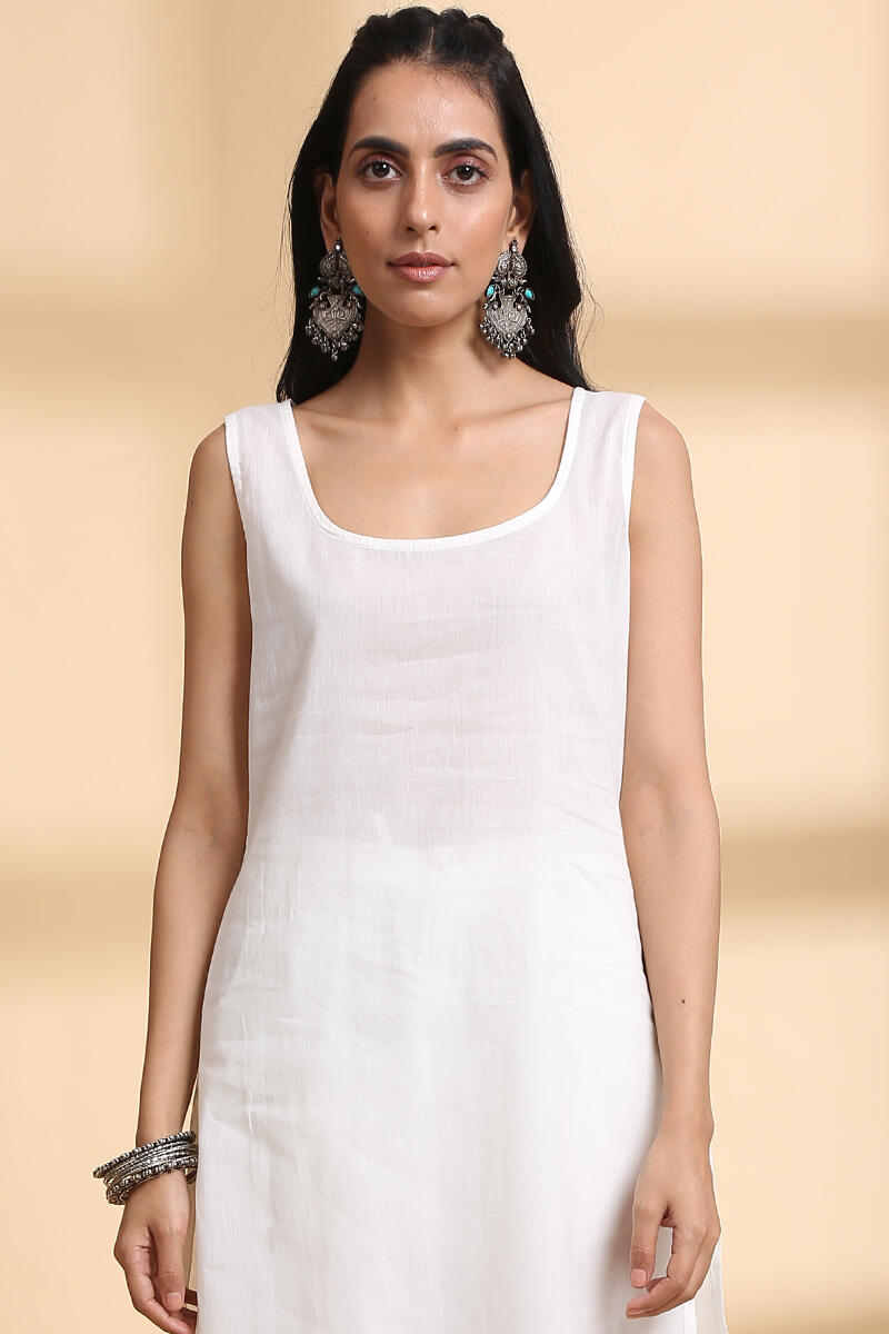 Roza Off-White Cotton Mul Slip