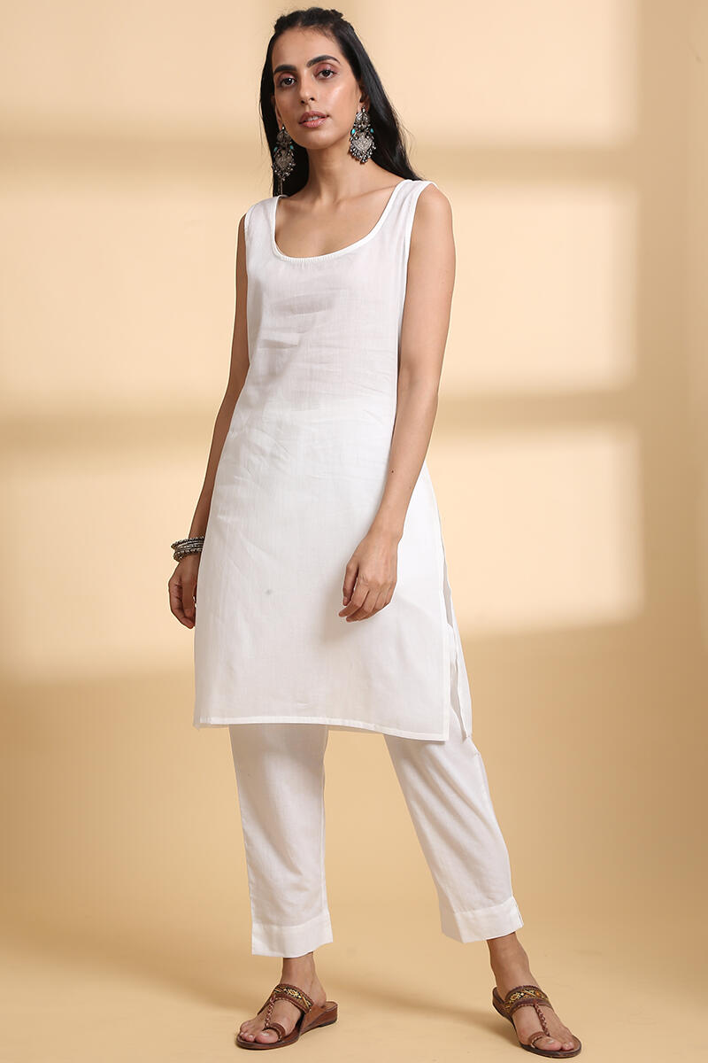 Roza Off-White Cotton Mul Slip