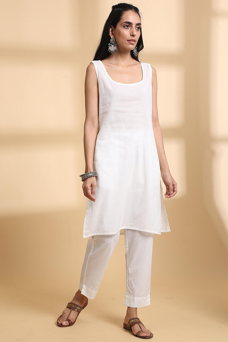 Roza Off-White Cotton Mul Slip