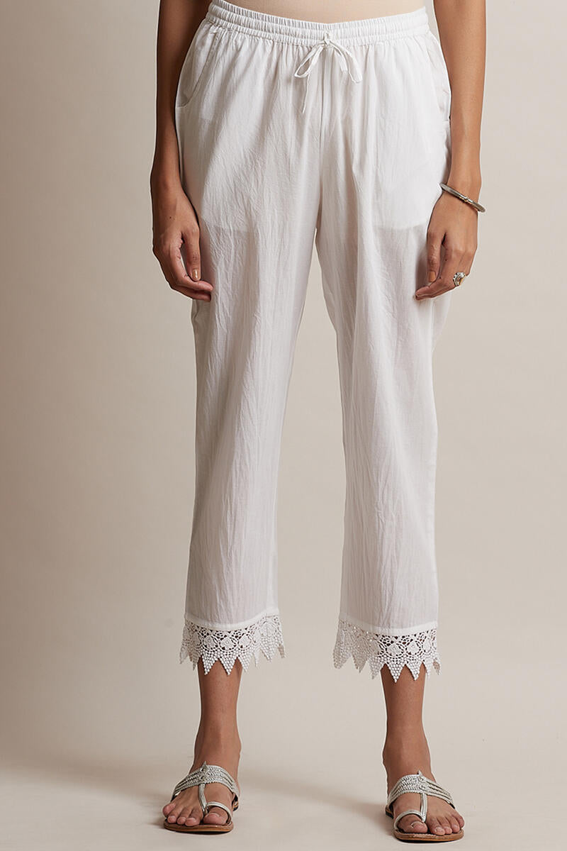 Roza Off-White Lace Narrow Pant