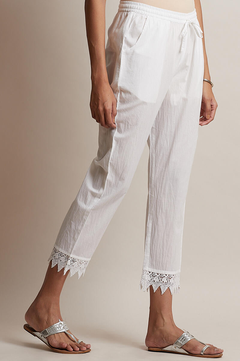 Roza Off-White Lace Narrow Pant