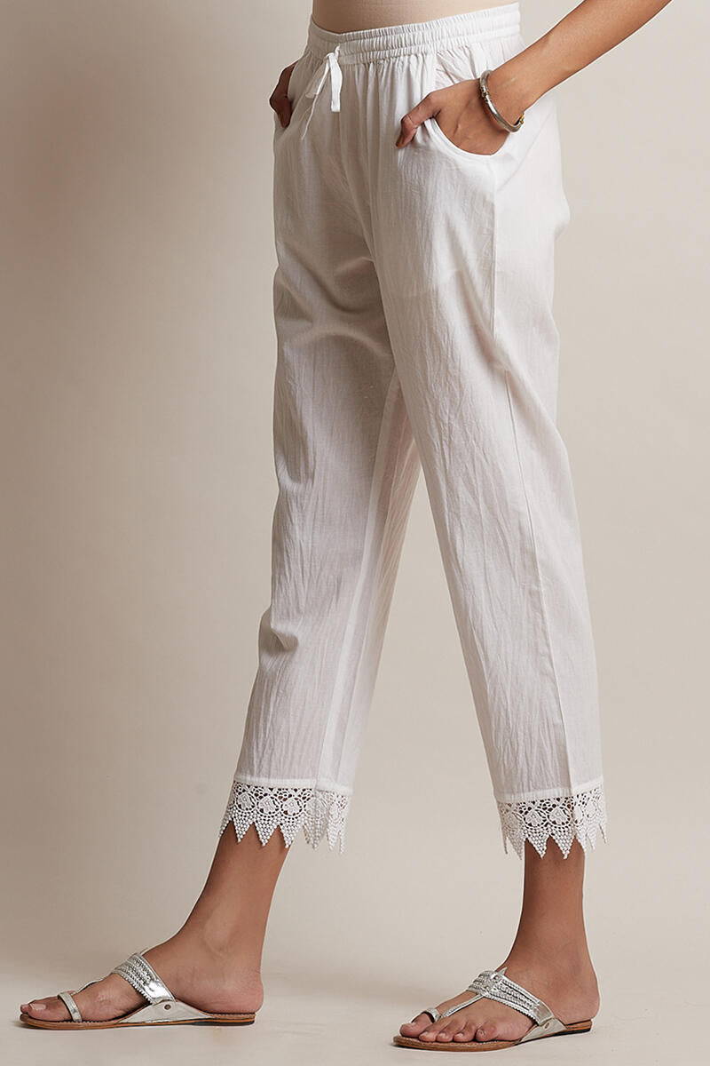 Roza Off-White Lace Narrow Pant