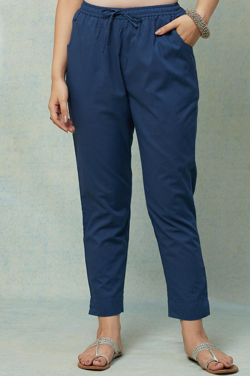 Roza Royal Blue Cotton Narrow Pants