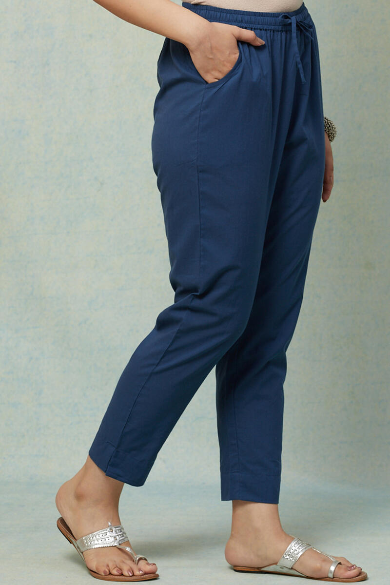 Roza Royal Blue Cotton Narrow Pants
