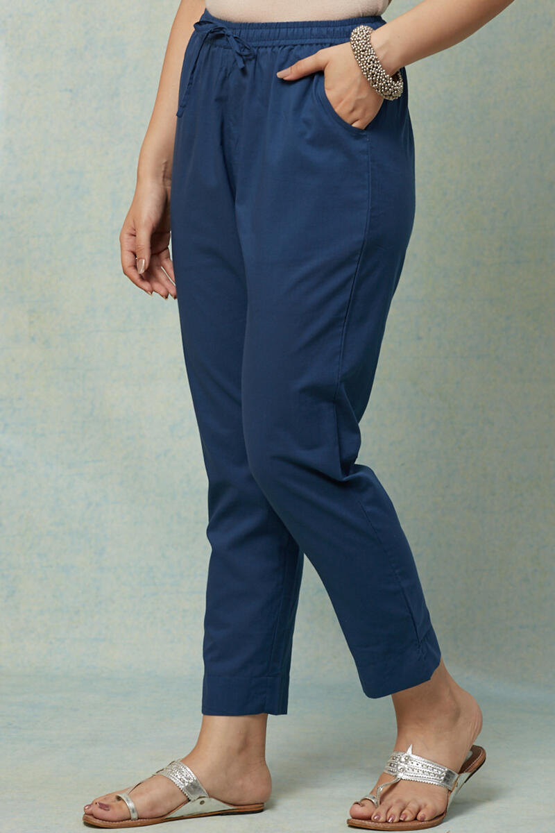 Roza Royal Blue Cotton Narrow Pants