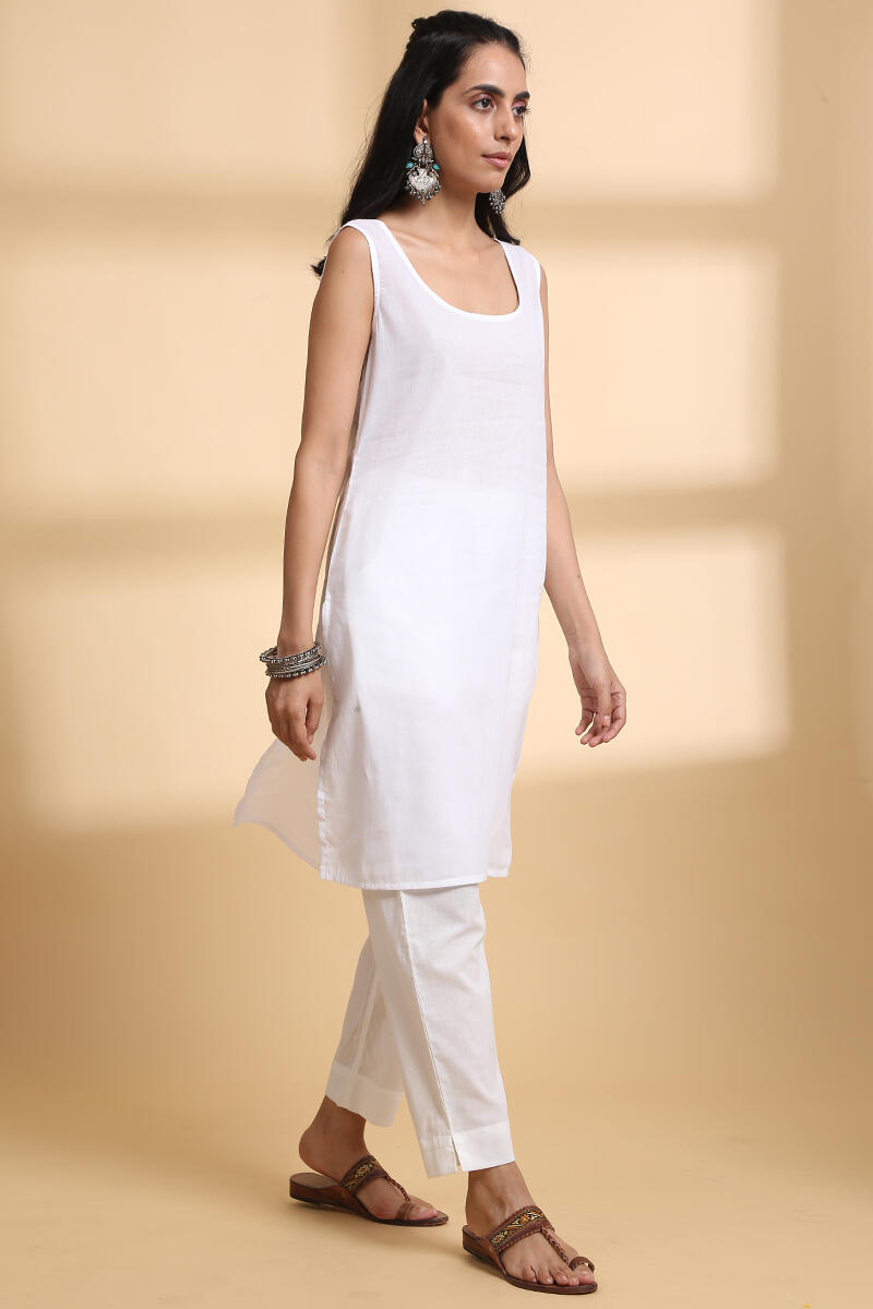 Roza White Cotton Mul Slip