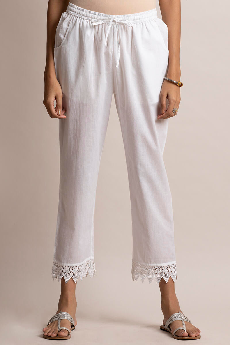 Roza White Lace Narrow Pant