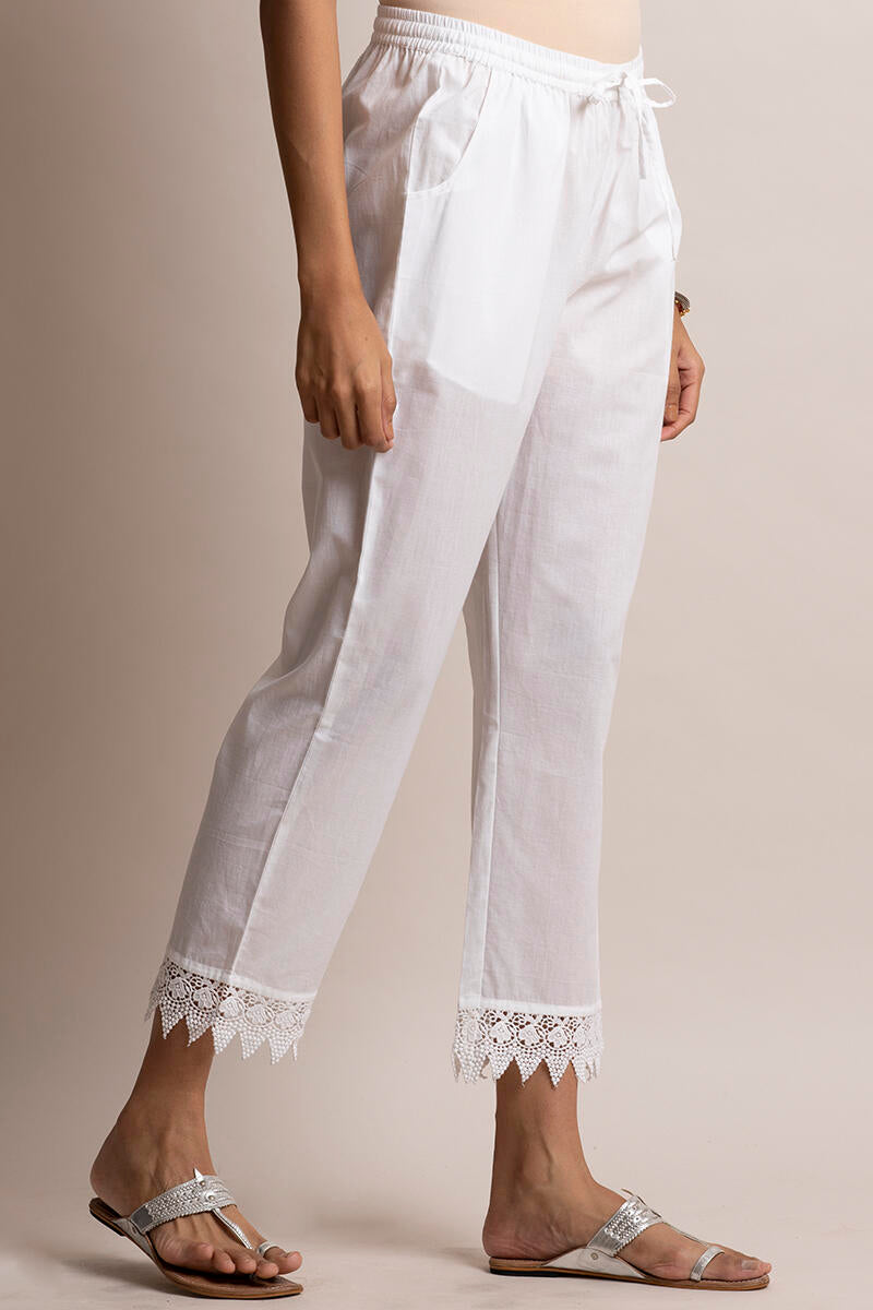 Roza White Lace Narrow Pant