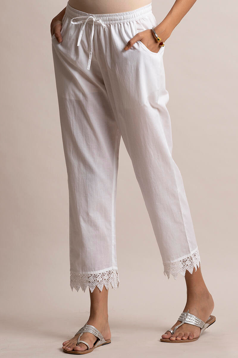 Roza White Lace Narrow Pant