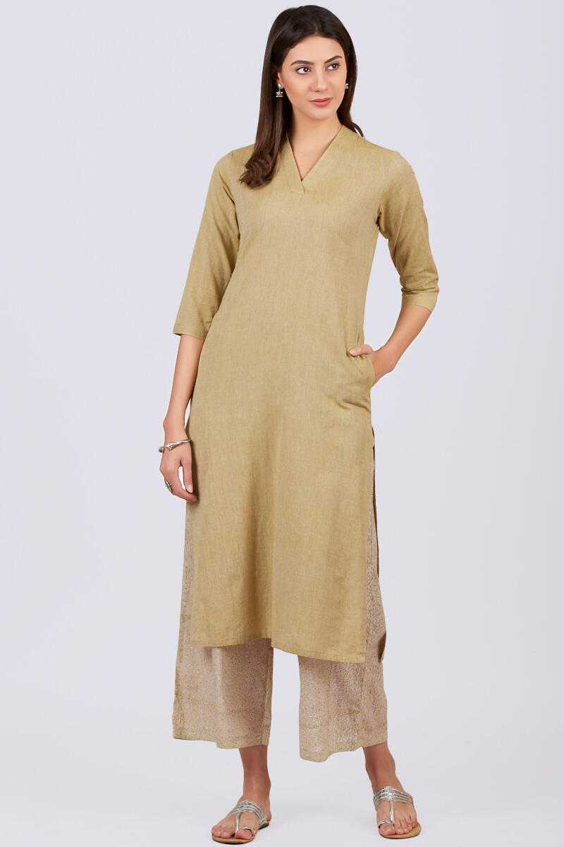 Roza Zoya Mustard Green Kurta