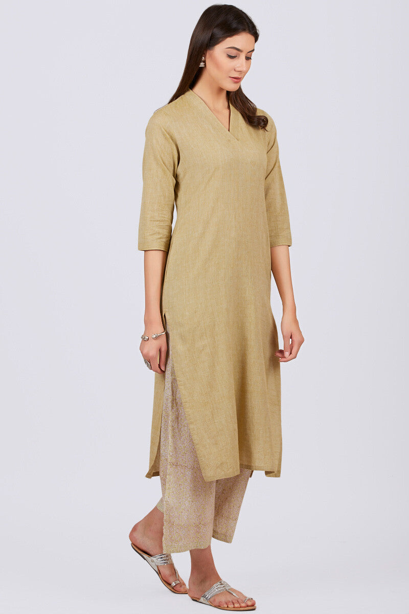 Roza Zoya Mustard Green Kurta
