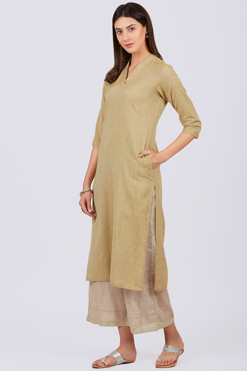 Roza Zoya Mustard Green Kurta