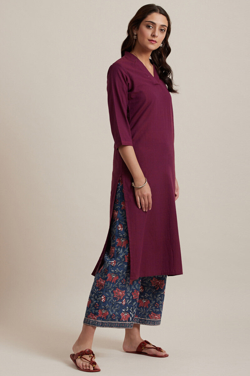 Roza Zoya Wine Kurta