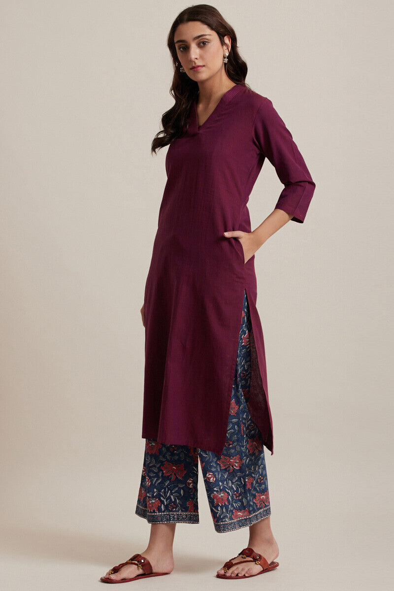 Roza Zoya Wine Kurta